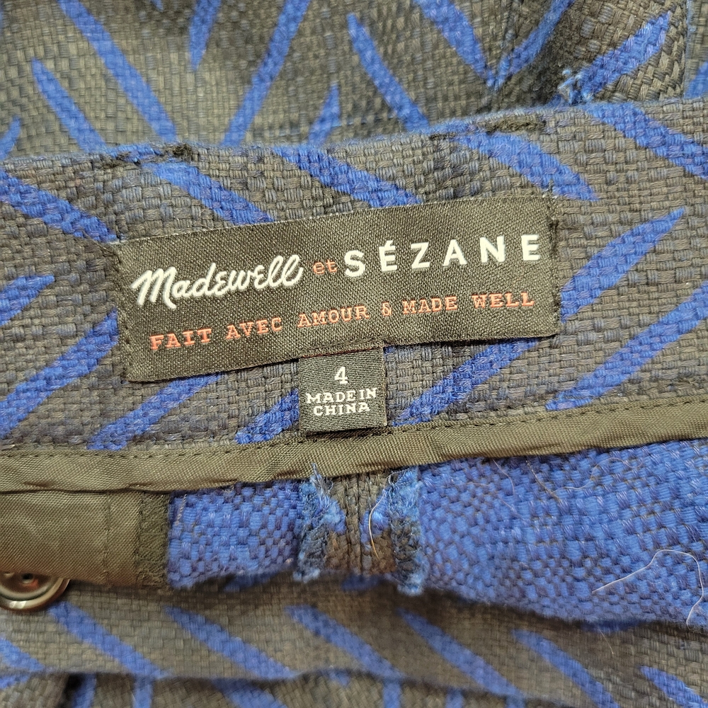 Madewell Et Sezane Blue Chevron Patterned Crop Trouser Pant - Picture 6 of 9